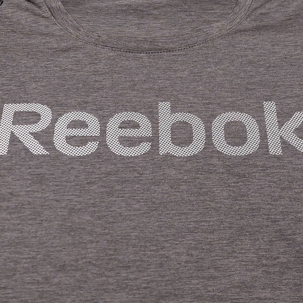 Reebok Womens Gray Heathered Logo Short Sleeve Activewear Top Size‎ XS - Picture 3 of 4